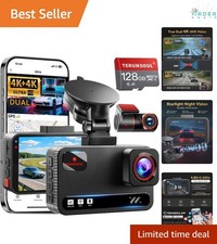 4K Dash Cam Front Rear WiFi GPS Night Vision 170  Wide for Cars