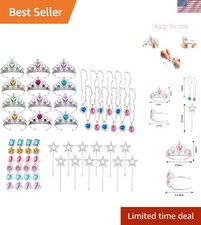 60 Pcs Tiaras Crown Set, Princess Pretend Play Dress Up Set 12 Crowns 12 Wand...