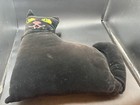 Vintage Velvet Plush MCM Embroidered Black Kitty Cat Gold Eyes Pillow — photo 5