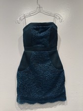 Lovers + Friends Break Free Lace Strapless Mini Dress Teal Womens Size XS READ
