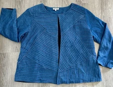 Serengeti Women’s Denim Jean Pintuck Lined Blazer Jacket Plus 2X NICE