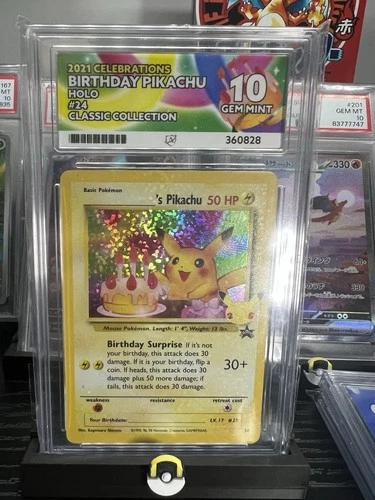 Pokemon TCG Birthday Pikachu 24 Ace 10 Gem Mint Celebrations Classic Collection