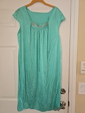Sears Vintage Teal Nylon babydoll 2 layer Nightgown Size Misses L