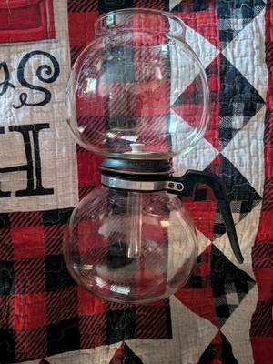 Vintage Stove Top Double Bubble Glass Coffee Pot / Tea Maker Perculator 