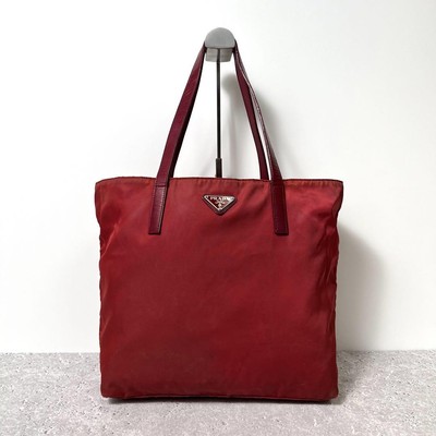 PRADA Nylon Shoulder Bag Tote Bag Pocono Tesuto Red Medium Women