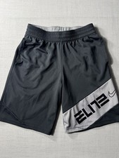 Nike Boys Elite Basketball Shorts Grey Size Large Athletic Training With Pockets