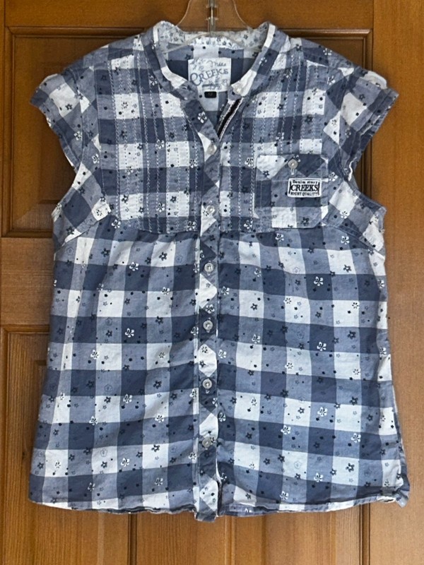 EUC Girls' Size 12 Blue and White Miss Creeks Short Sleeve Shirt