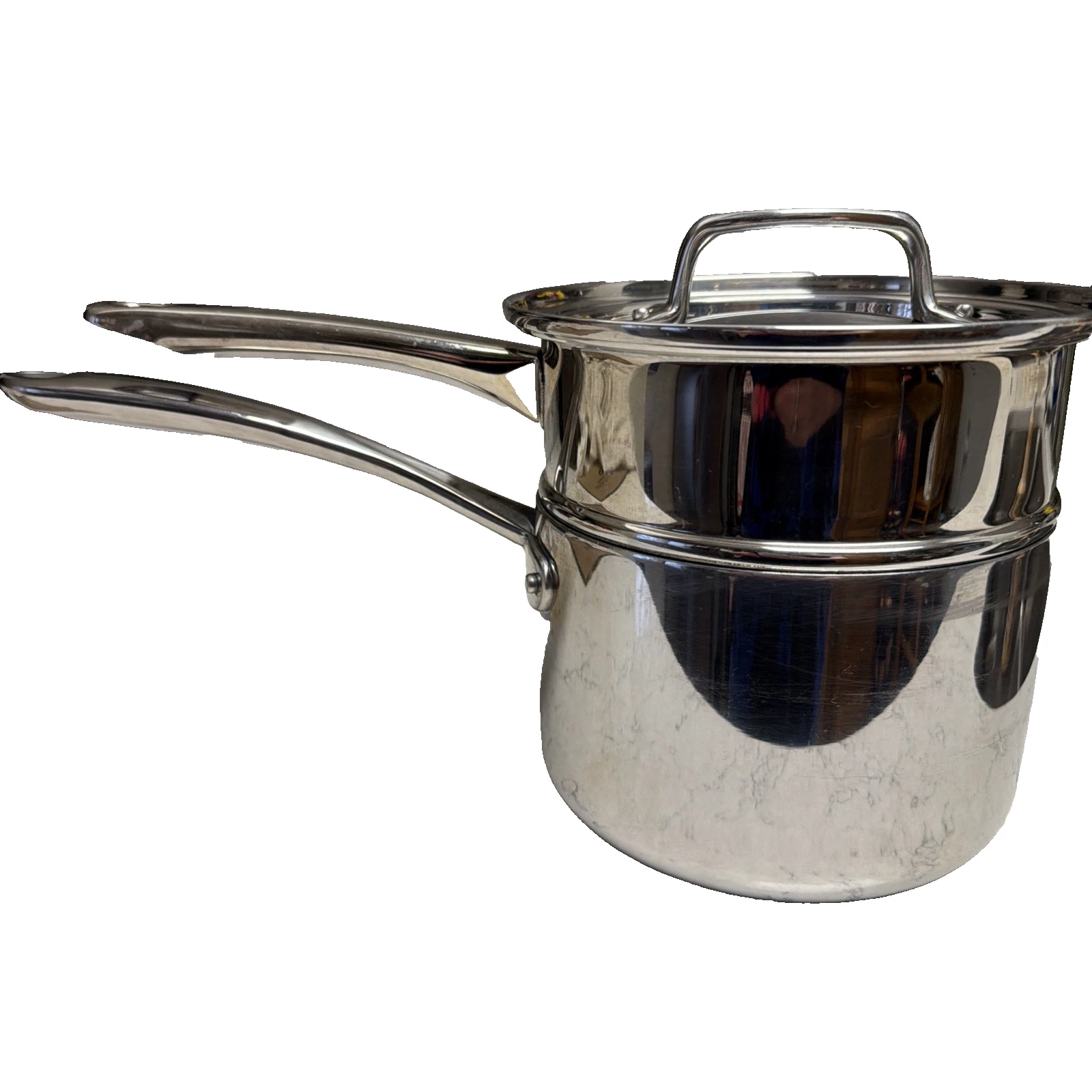 3 Pc TRAMONTINA Tri-Ply Base 2 Quart Stainless Double Boiler/Steamer w/Lid