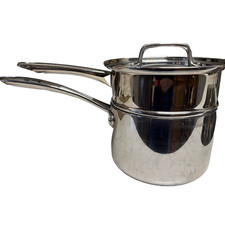 3 Pc TRAMONTINA Tri-Ply Base 2 Quart Stainless Double Boiler/Steamer w/Lid