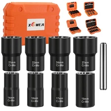 XEWEA 9PCS Lug Nut Extractor Set, 1/2" Drive Impact Bolt Remover Socket Tool