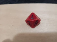 Vintage Red 10-sided Die (d10) Dungeons and Dragons, Gamescience--NOTE Wear