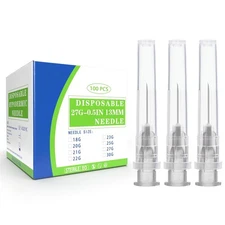 100 Pack 27 Gauge 1/2 Inch Disposable Needle with Cap,Lab Dispensing... 