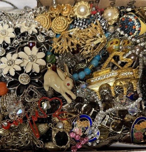 Vintage & Modern Some Signed Costume Jewelry Lot Full Small Priority Box # 17
