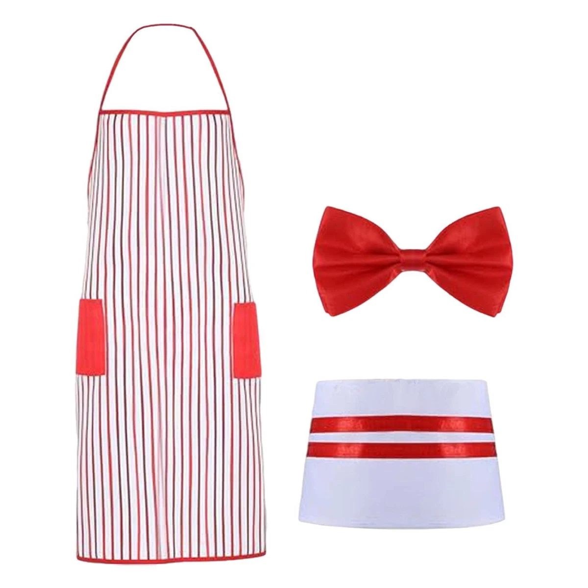 Grembiule per adulti a mezza lunghezza regolabile a righe Hotel Restaurant Chef cameriere grembiule cucina cuoco grembiule con 2 tasche grembiule per le donne  15