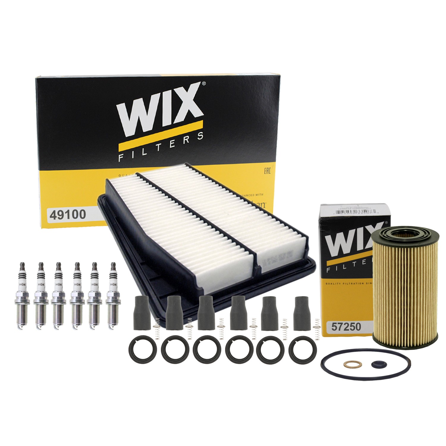Wix Tune Up Kit NGK 6 Spark Plugs And Coil Boots Kit for Hyundai Genesis 3.8L V6