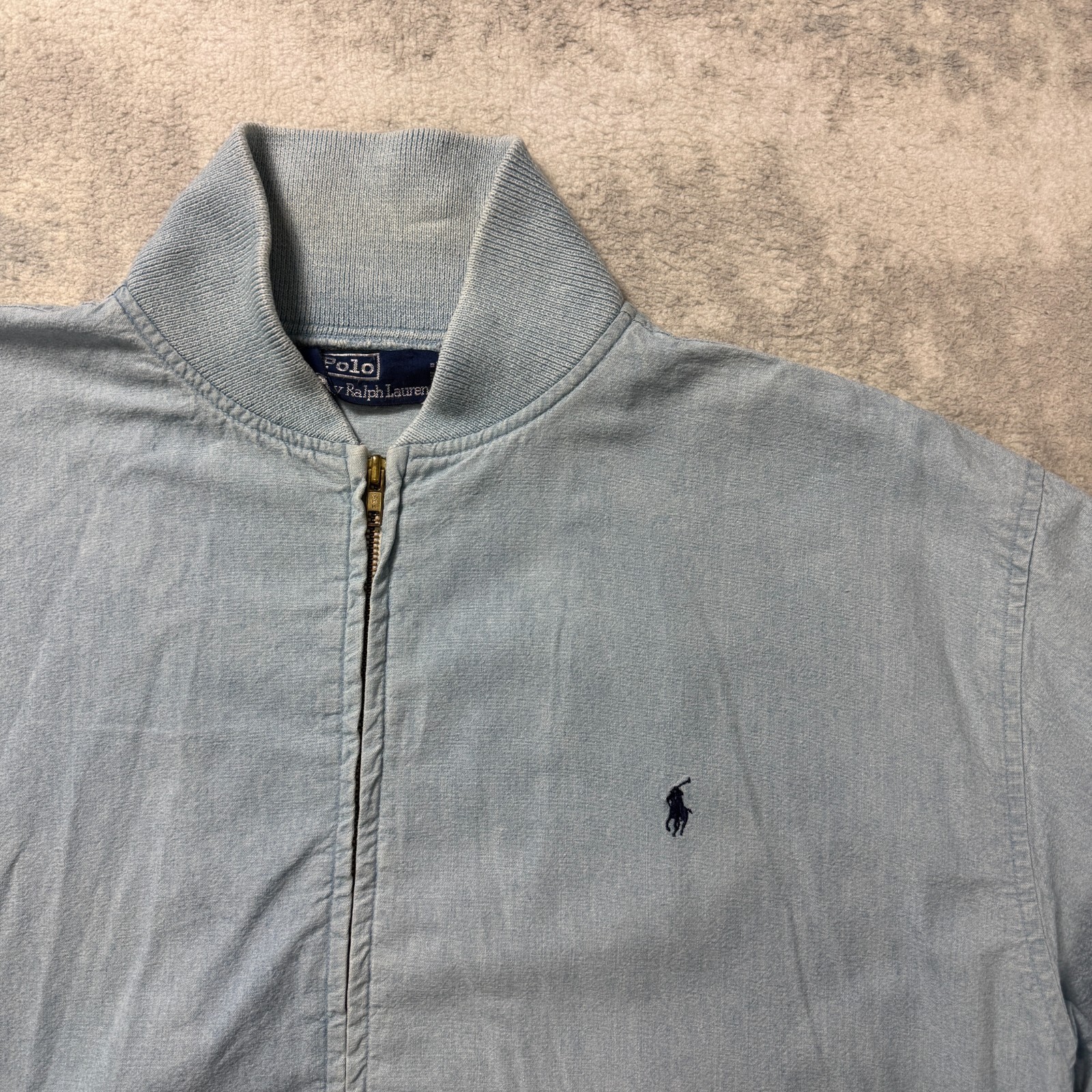 Vintage Ralph Lauren 90's Blue Oversized Large Chambray Harrington Bomber Jacket image 2
