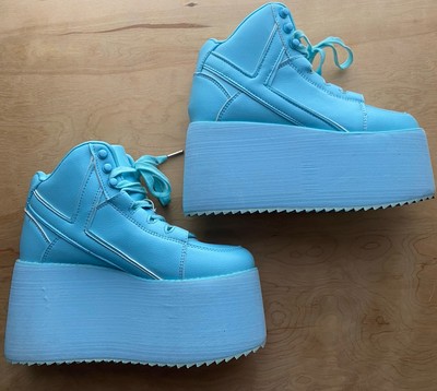 YRU Qozmo Blue Platform Boots Shoes Sneakers Size 8 used Y.R.U. Rave Cosplay