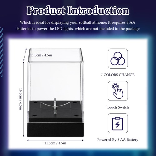 Softball Display Case LED Light Acrylic UV Protected 12 Colingmill Clear Holder - Picture 2 of 5