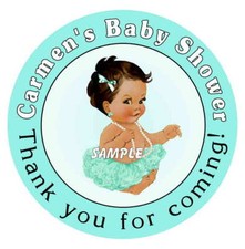 MINT GREEN GIRL BABY SHOWER FAVORS STICKERS LABELS tags for goody bags, etc