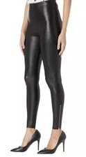 Commando Black Faux Leather Zip Leggings Women's Size M L17722