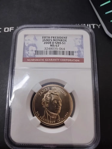2008 P NGC SMS MS67 James Monroe 5th President $1 US Mint Coin 2008-P MS-67 