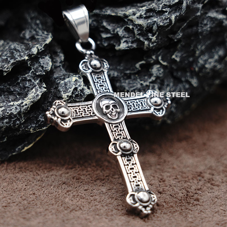 Collana Teschio Uomo Collana Ciondolo Teschio In Acciaio Inox E - Foto 9