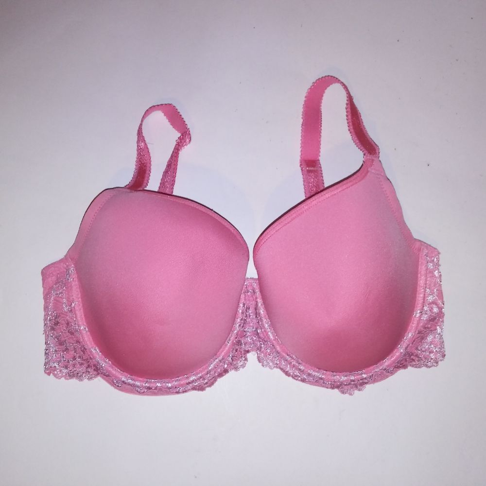Wacoal Bra 34D Lightly Lined Solid Pink Lace Trim… - image 2