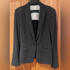 ZARA Classic One-Button Charcoal Gray Suit Bu...