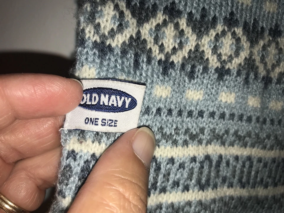 Antigua bufanda azul marino para niñas azul gris copos de nieve tejida Fair Isle acrílico 48x6 pulgadas *defectos Foto 4 de 4