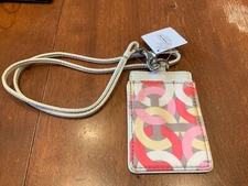 NWT COACH KRISTIN SIGNATURE C CHAIN LINK LANYARD ID HOLDER BADGE #64047