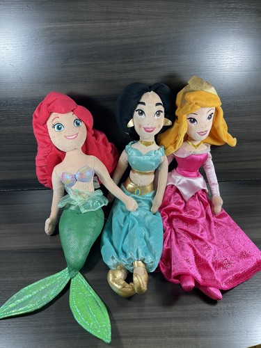 DISNEY PRINCESS Lot Of 3 Jasmin, Ariel, And Sleeping Beauty Aroura Plush - Picture 2 of 8