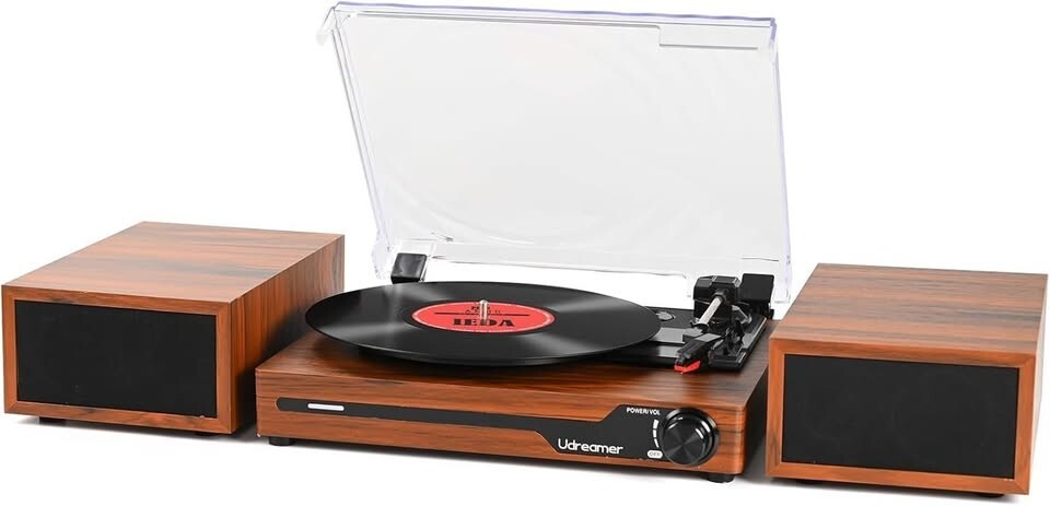 Vinyl Record Player, BT 5.3, 3 Speed, USB, Portable, Vintage.
