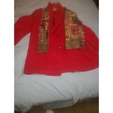 Vintage Red Wool Coat by Forecaster of Boston and scarf size 14