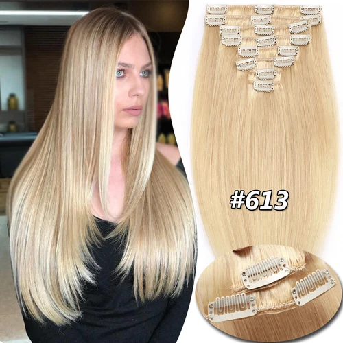 100% Echthaar Clip In Remy Haarverlangerung Extensions Glatt 8 Tressen Dick Lang - Bild 14 von 37