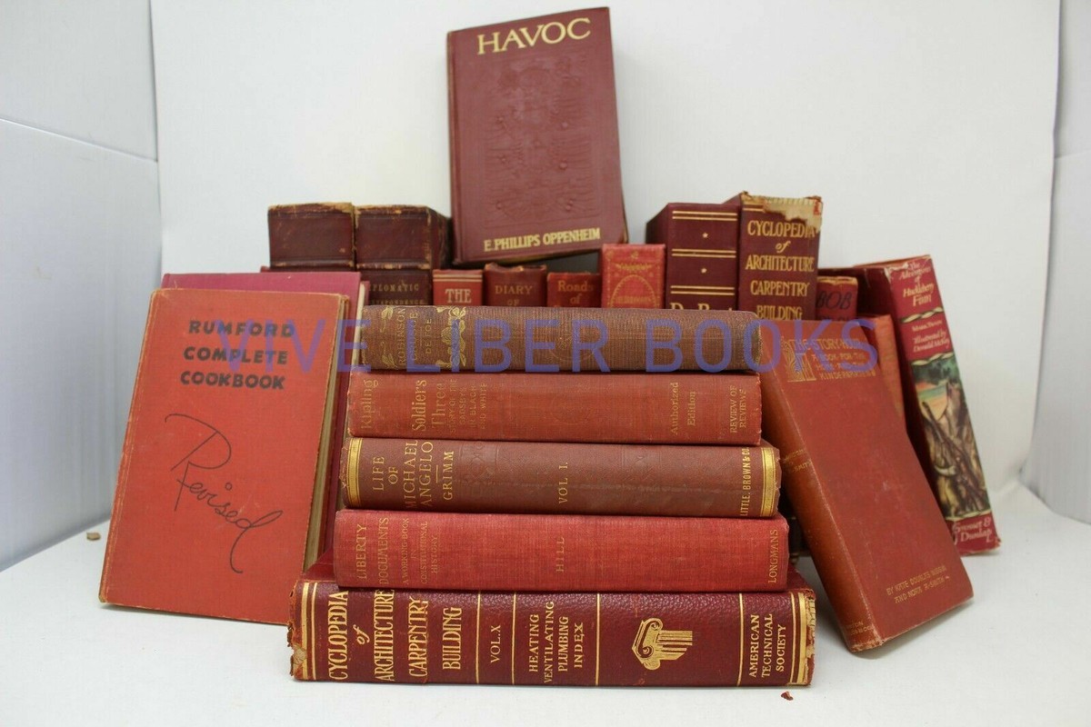 Vintage Books/50cm Set 【RED】洋書　古書　アンティーク Vintage 1950's Red Book Decor, the Wonderland of Knowledge