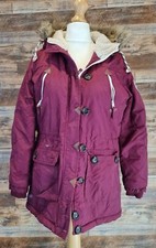 Bellfield Women's Burgundy/purple Winter Faux Fur Trim Hood Uk 10 Size Small