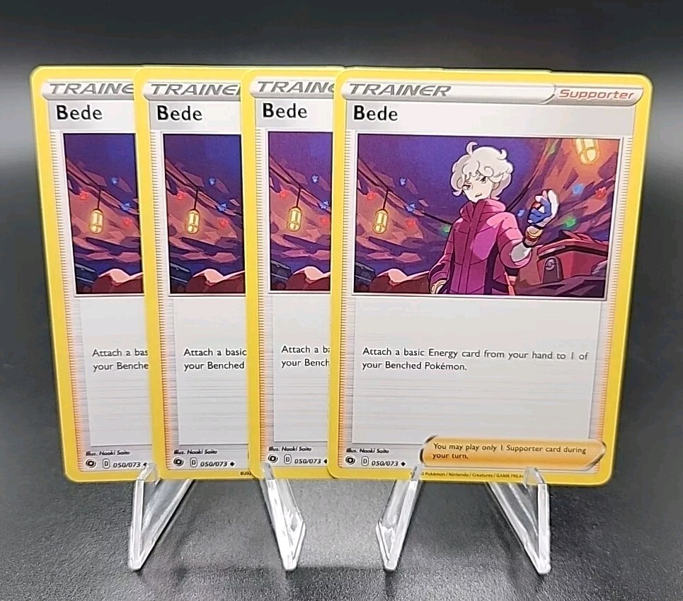 4x Pokemon Bede Playset Trainer Card 050/073 Sword Shield Champion's Path