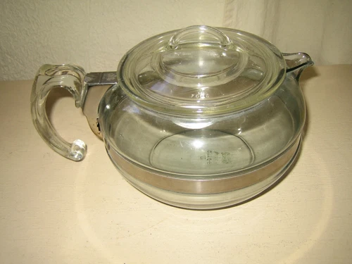 Vtg PYREX Flameware Glass 6 Cup TEA POT Stove Top Coffee Kettle W/ Lid 8126-B