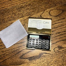 Vintage Colibri 8-Function Solar Calculator Business Card Holder w/ Carry Case
