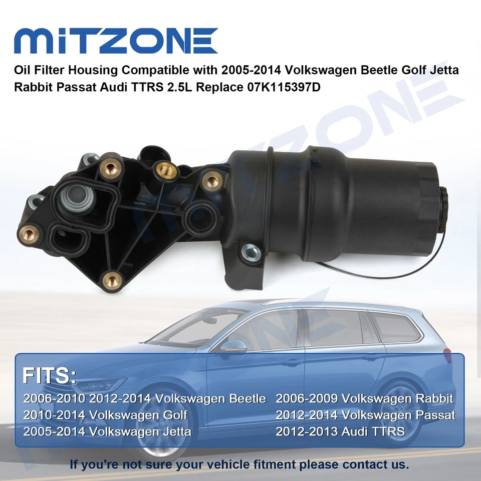 Carcasa de filtro de aceite para 05-14 VW Jetta Passat Golf Rabbit Beetle Audi TT RS 2,5 L Foto 3 de 4