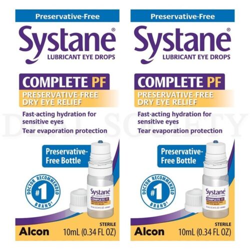 Systane COMPLETE PF Multi-Dose Preservative Free Dry Eye Drops 10ml Lot of 2