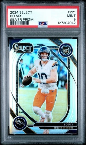 2024 Panini Select Club Level Silver Prizm #221 Bo Nix RC Rookie Mint PSA 9