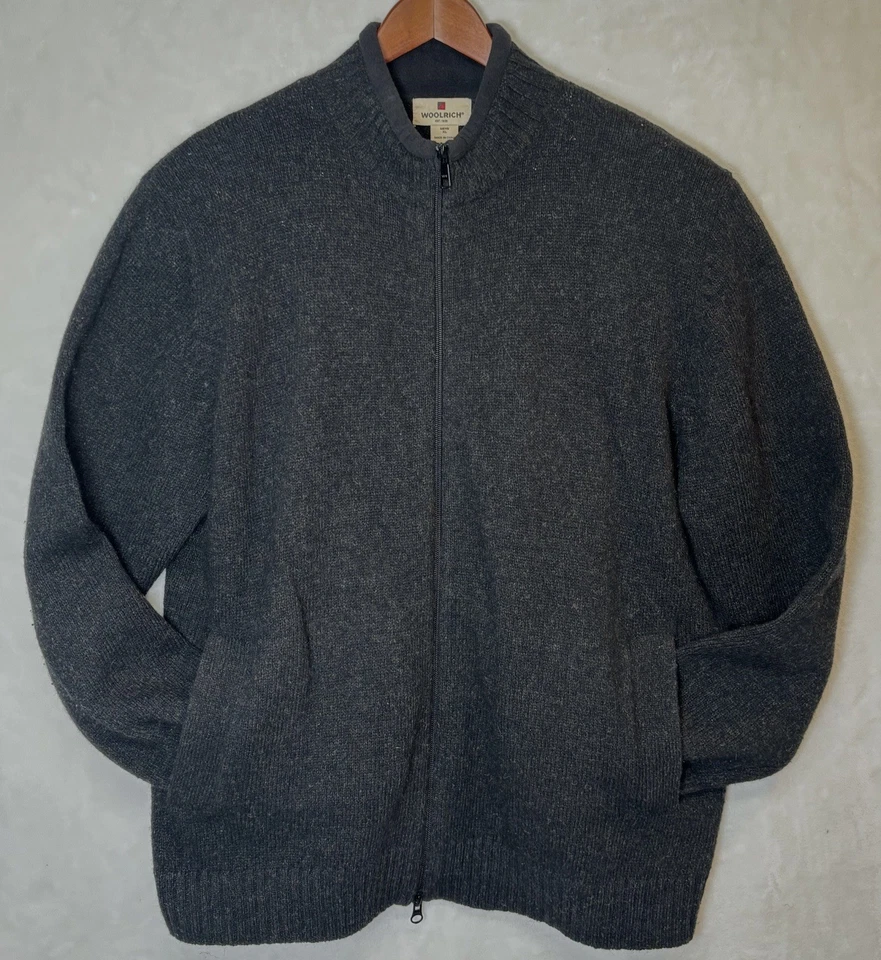 Cárdigan de Lana Woolrich Cremallera Completa Suéter Para Hombres XL Gris Grandpacore Acogedor Lodgecore Foto 2 de 4