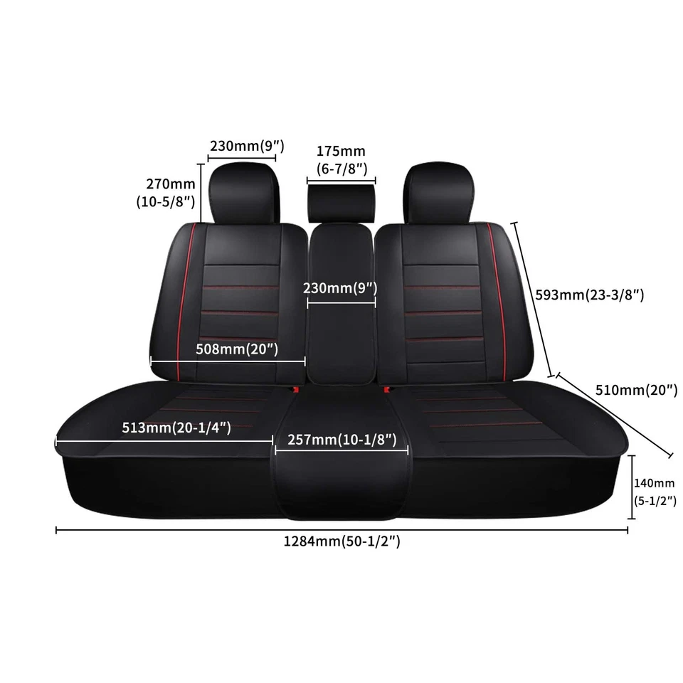 Juego completo de funda de asiento de auto delantera y trasera de cuero PU para Dodge Avenger Magnum Foto 4 de 4