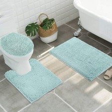 ITSOFT Standard 3pc Non-Slip Shaggy Chenille Bathroom Mat Set, Includes 24"x21"