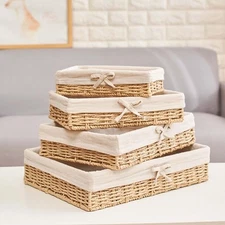 Woven Baskets Paper Rope Storage Basket Display Countertop Storage Organizer