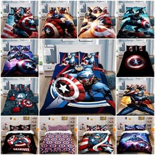 UK Captain America 3D Duvet Cover Pillowcase Single Double King Beding Set Gift