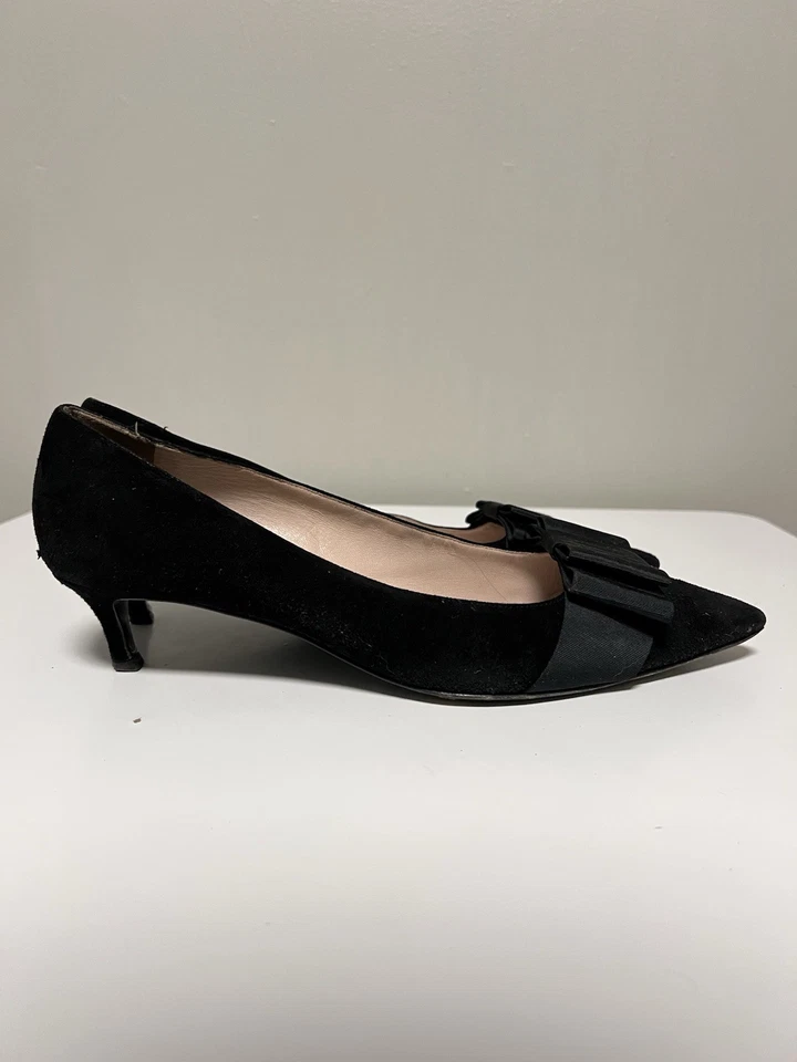 Miu Miu Black Suede Bow Kitten Heels – EU 41.5 US 11.5  Luxury Vintage - Image 4 of 4