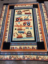 Construction Truck Dumptruck Quilt 53x65 Toddler Bed,Travel Or Throw Nice Weight
