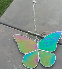 Handmade Multicolor Stained Glass Butterfly Suncatcher Hanging Window Decor